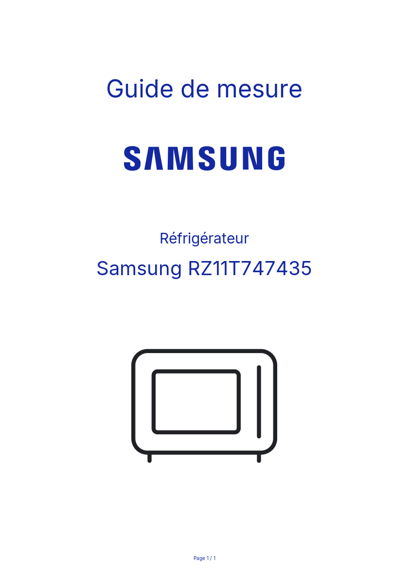 Page n°1 - Guide de mesure Samsung RZ11T747435