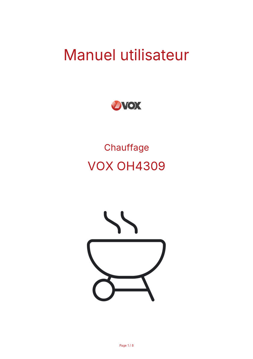 Page n°1 - Manuel utilisateur VOX OH4309