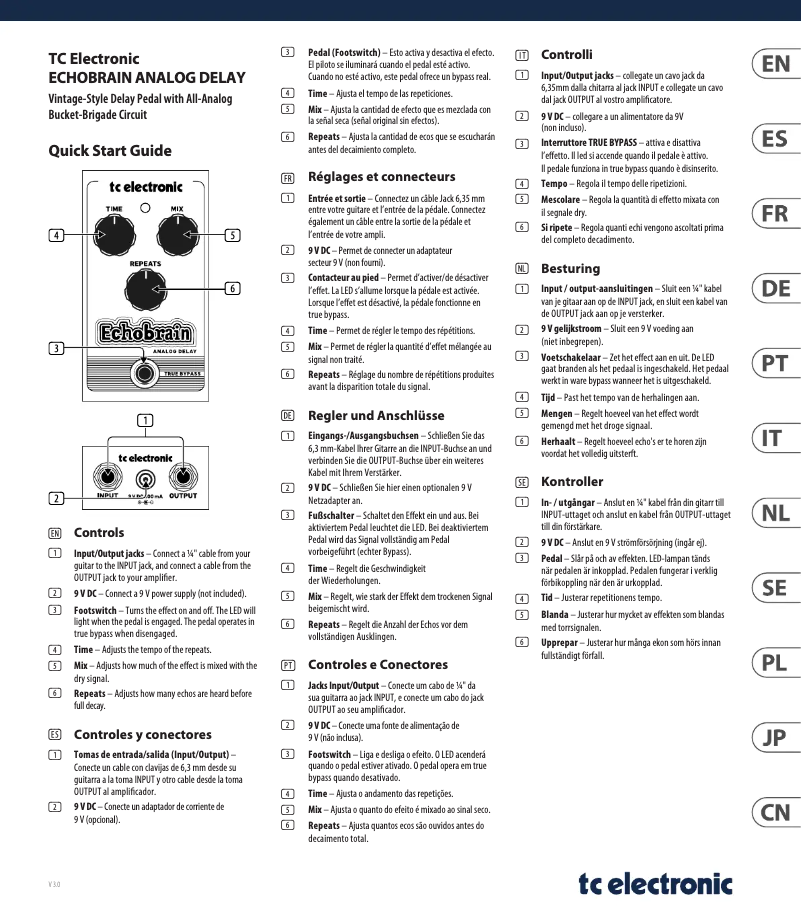 Page 1 de la notice Manuel utilisateur TC Electronic Echobrain Analog Delay