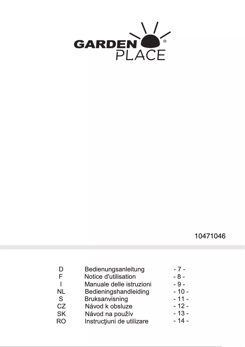 Página 1 del manual Manual de usuario Garden Place 10471046D