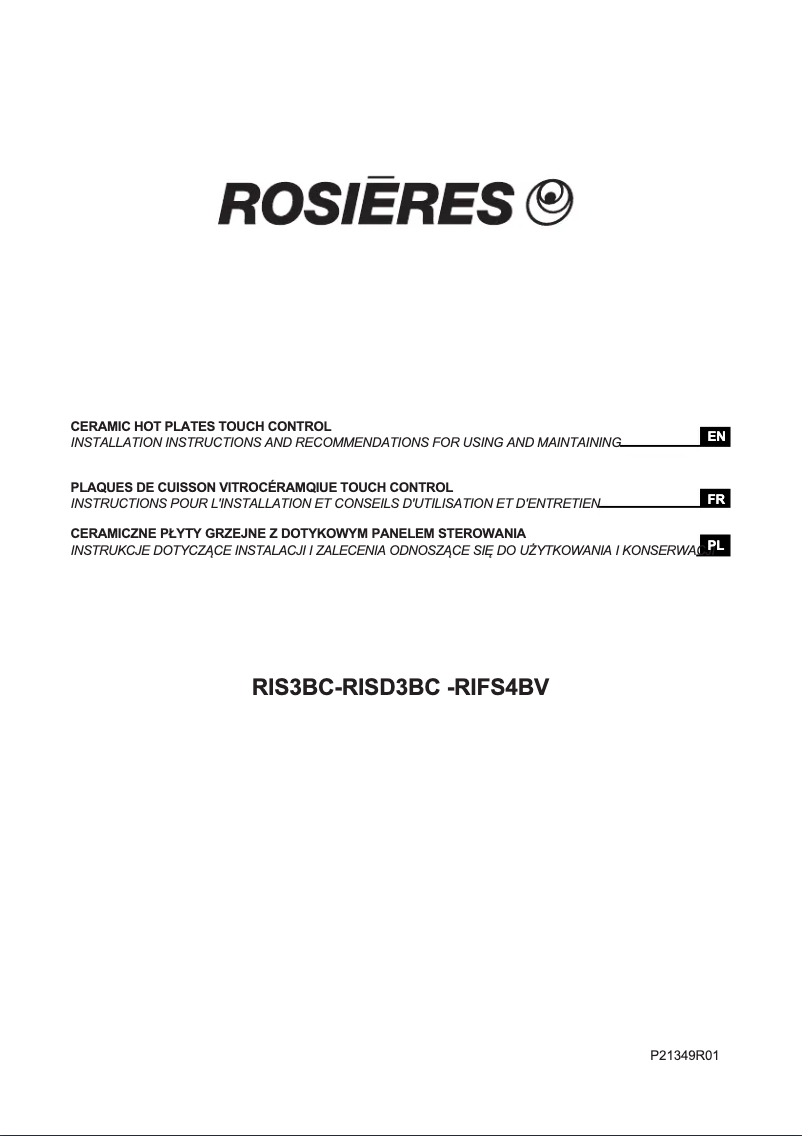 Page 1 de la notice Manuel utilisateur Rosieres RIFS4BV