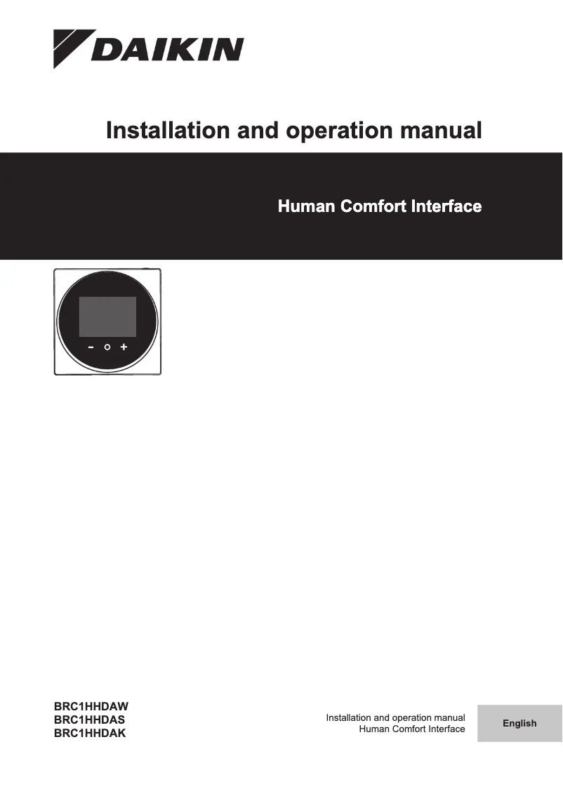 Page 1 de la notice Manuel utilisateur Daikin BRC1HHDAK