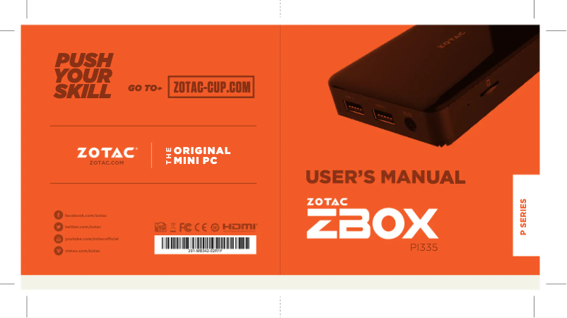 Page 1 de la notice Manuel utilisateur Zotac ZBOX PI335 pico