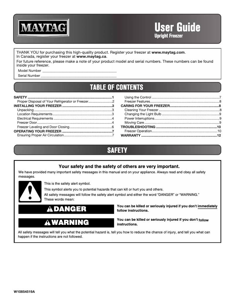 Page n°1 - Guide d'installation Maytag MZF34X18F