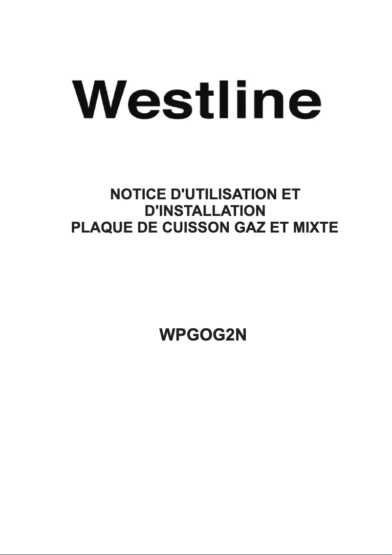 Page 1 de la notice Manuel utilisateur Westline WPGOG2N