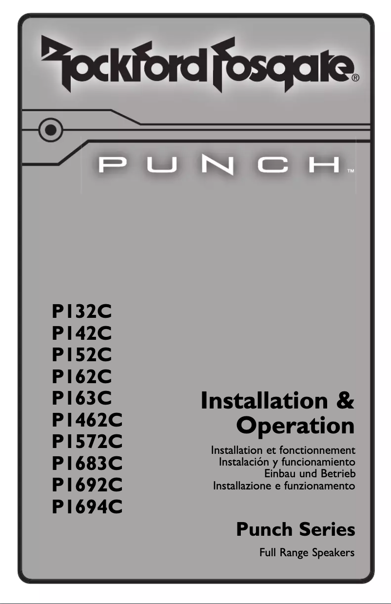 Page n°1 - Manuel utilisateur Rockford Fosgate Punch P142C