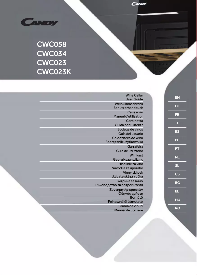 Page 1 de la notice Manuel utilisateur Candy CWC058