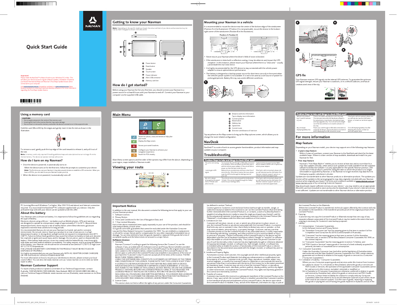 Page n°1 - Guide de démarrage rapide Navman Move 120M
