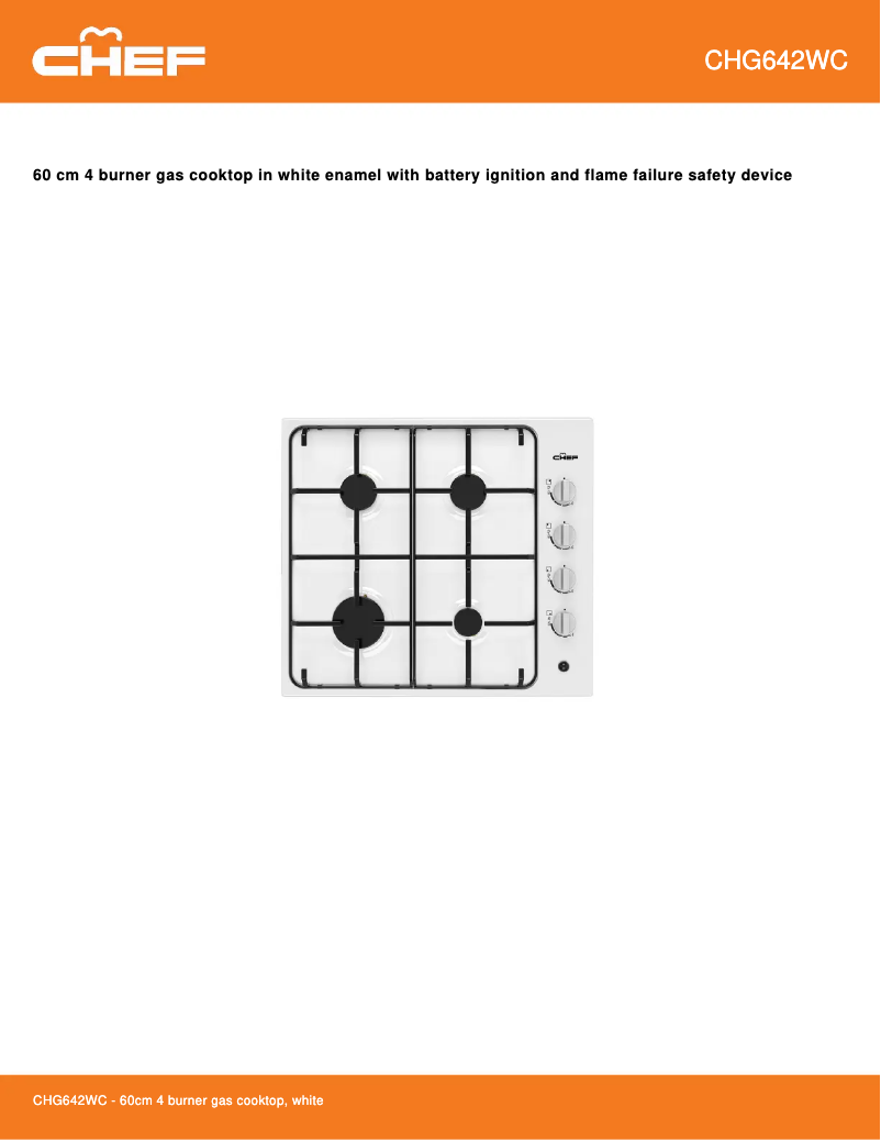 Page 1 de la notice Fiche technique Chef CHG642WC