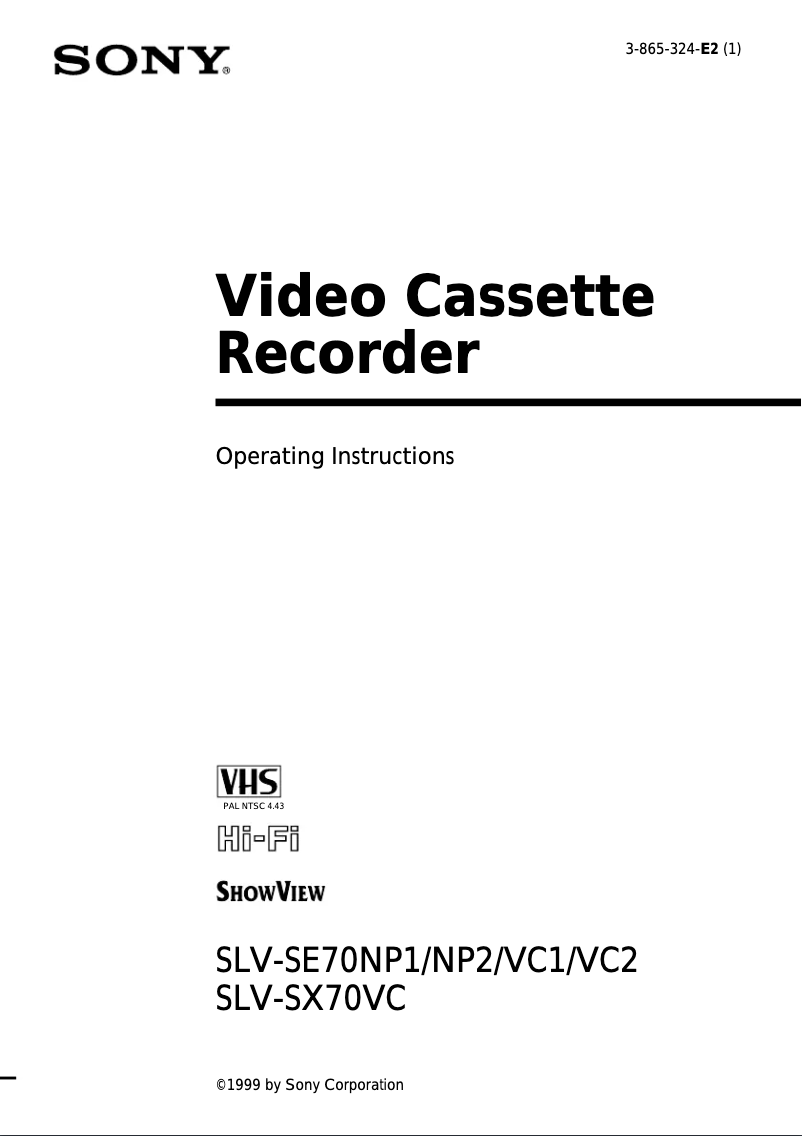 Page 1 de la notice Manuel utilisateur Sony SLV-SX70