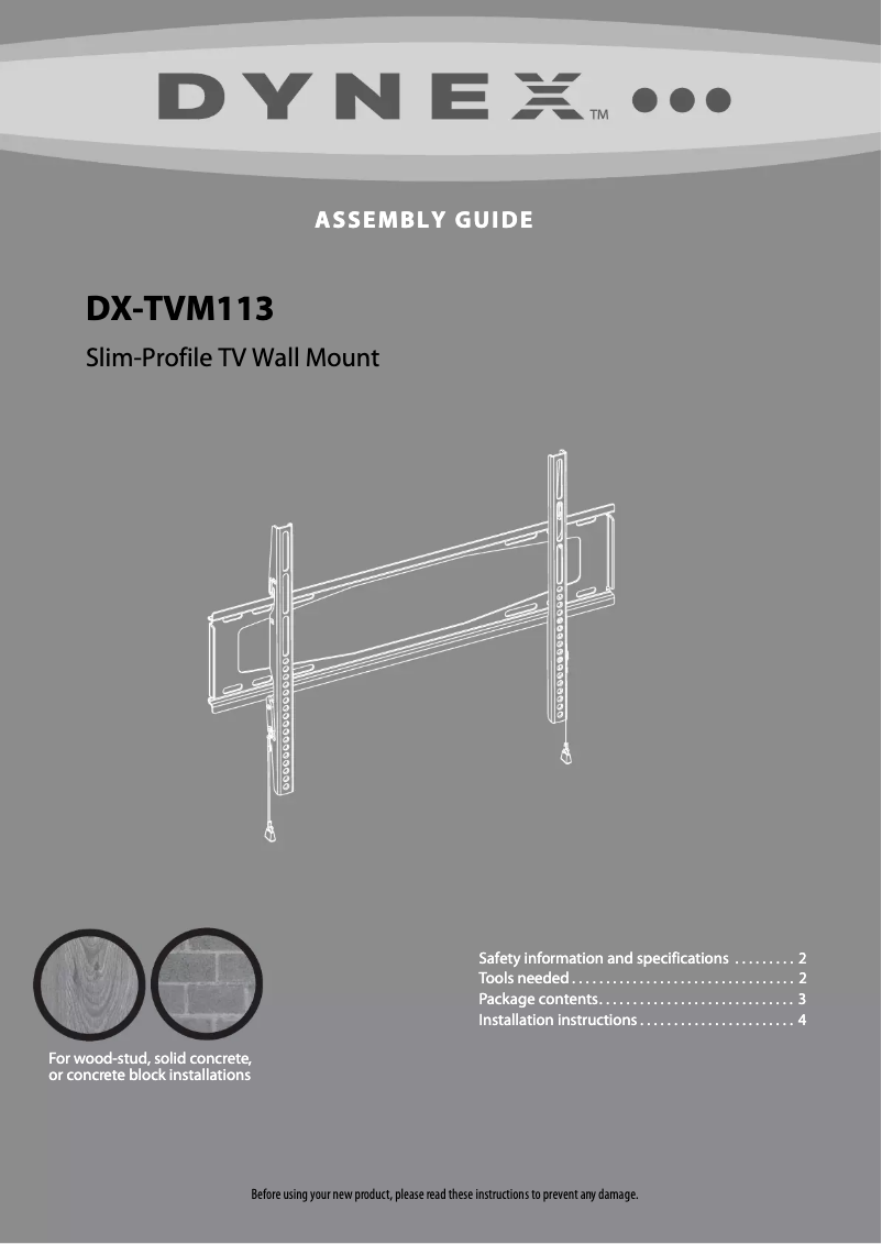Page 1 de la notice Manuel utilisateur Dynex DX-TVM113