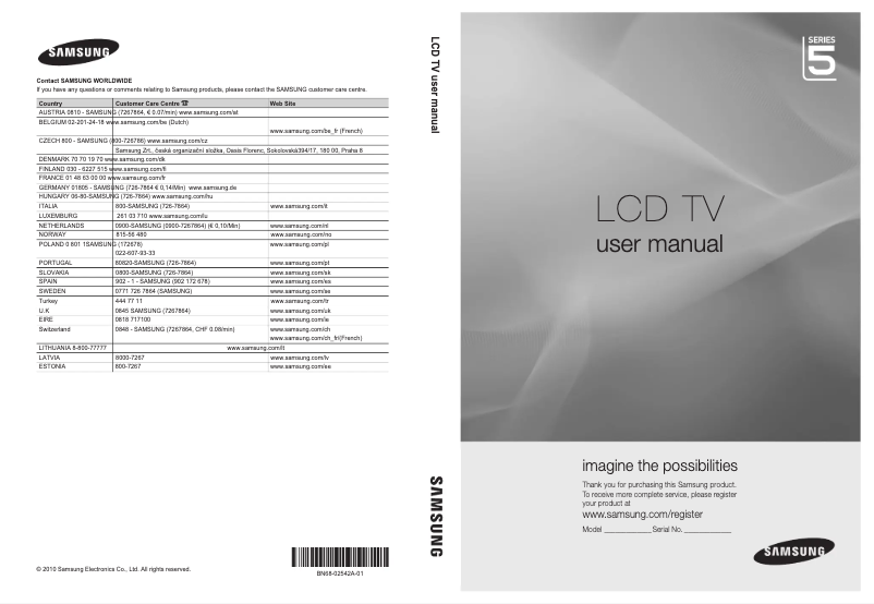 Page n°1 - Manuel utilisateur Samsung LE-32C530