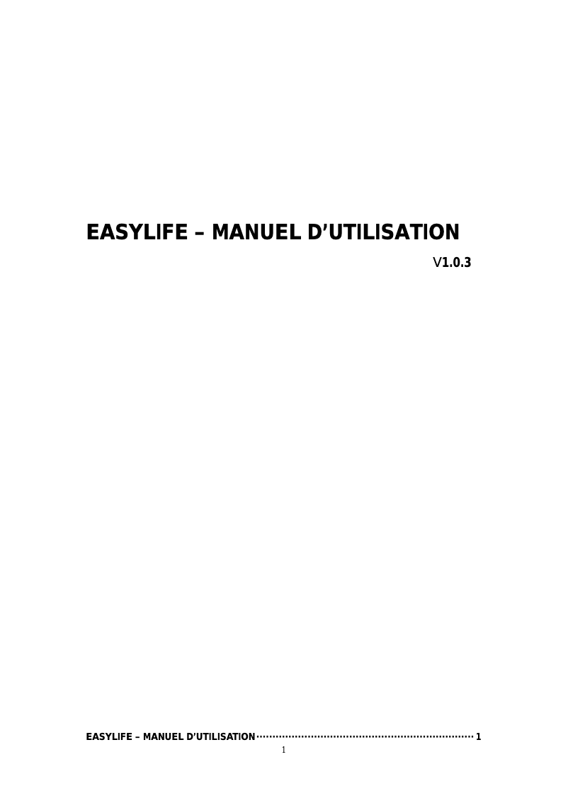Page n°1 - Manuel utilisateur ITTM EasyLife S