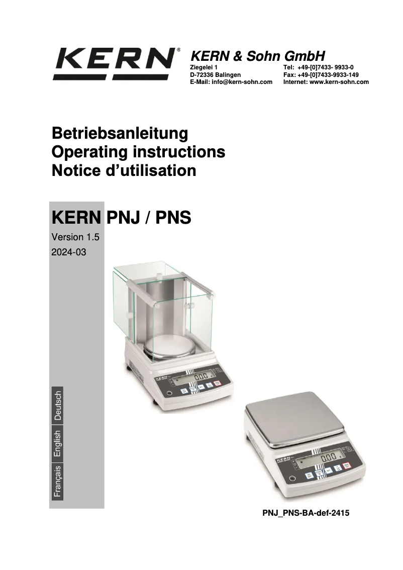 Imagen de la primera página del manual del dispositivo PNJ 600-3M