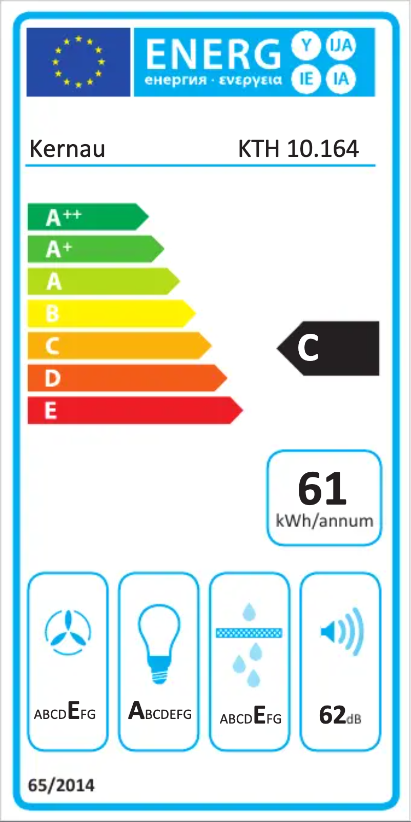 Page 1 de la notice Label énergétique Kernau KTH 10.164 X