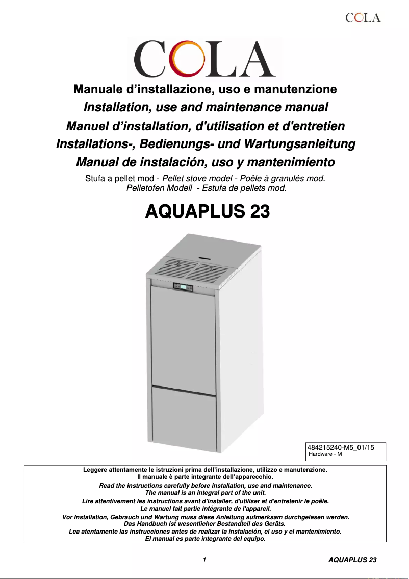 Page n°1 - Manuel utilisateur Cola Aqua Plus 23