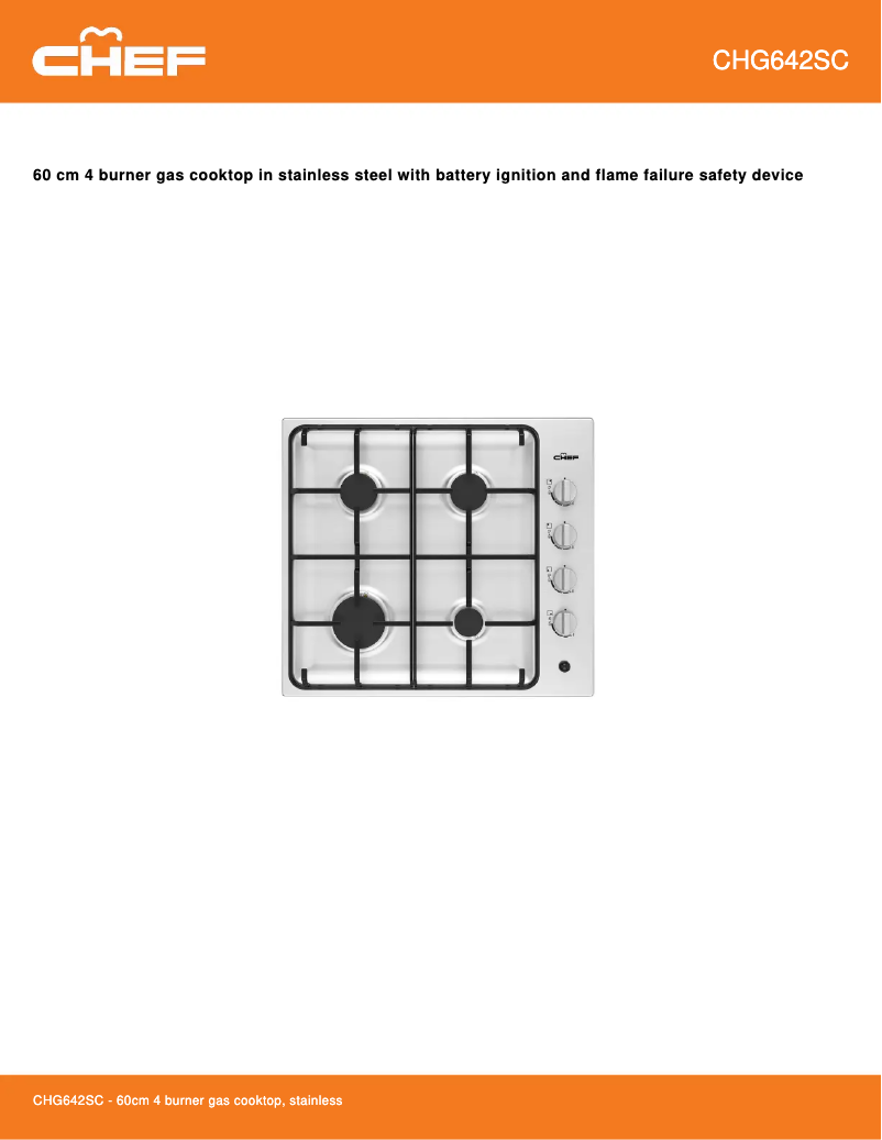 Página 1 del manual Ficha técnica Chef CHG642SC