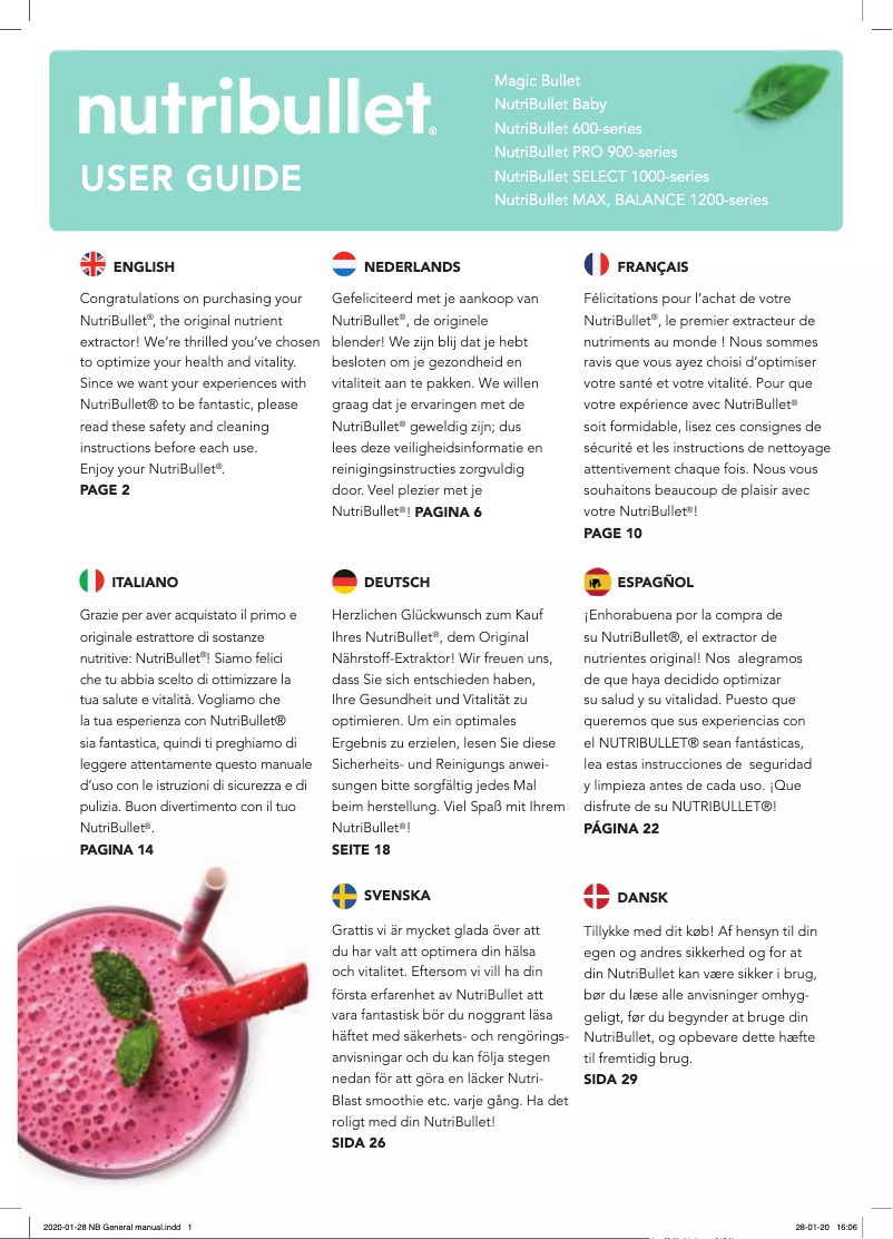 Page 1 de la notice Manuel utilisateur NutriBullet Magic Bullet