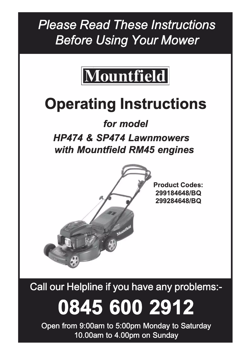 Page 1 de la notice Manuel utilisateur Mountfield HP474