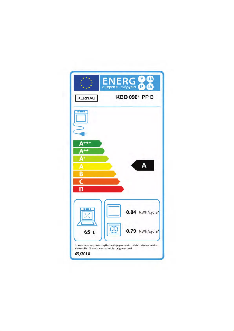 Page 1 de la notice Label énergétique Kernau KBO 0961 PP B
