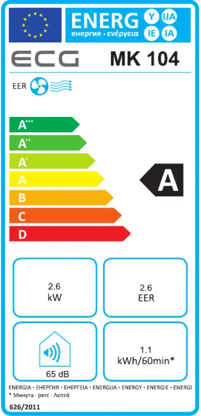 Page n°1 - Label énergétique ECG MK 104