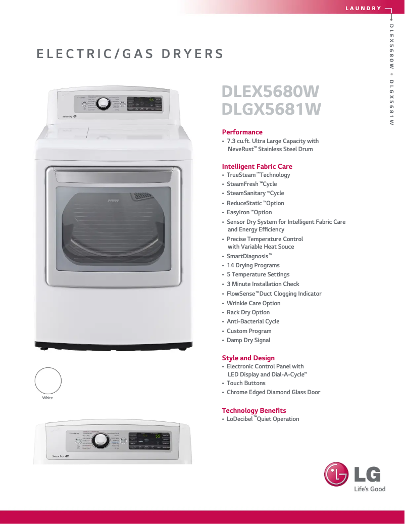 Page n°1 - Fiche technique LG DLEX5680W