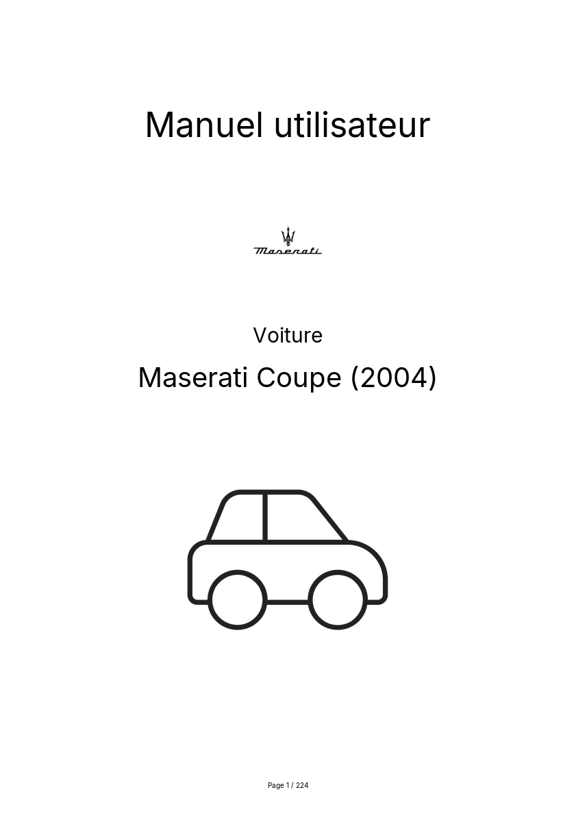 Page n°1 - Manuel utilisateur Maserati Coupe (2004)