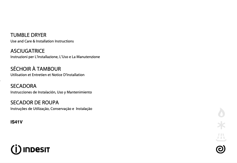 Page 1 de la notice Manuel utilisateur Indesit IS 41 V