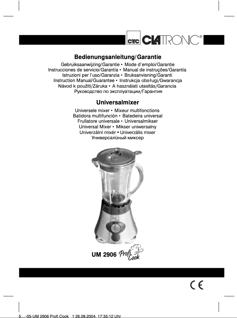 Page 1 de la notice Manuel utilisateur Clatronic UM 2906