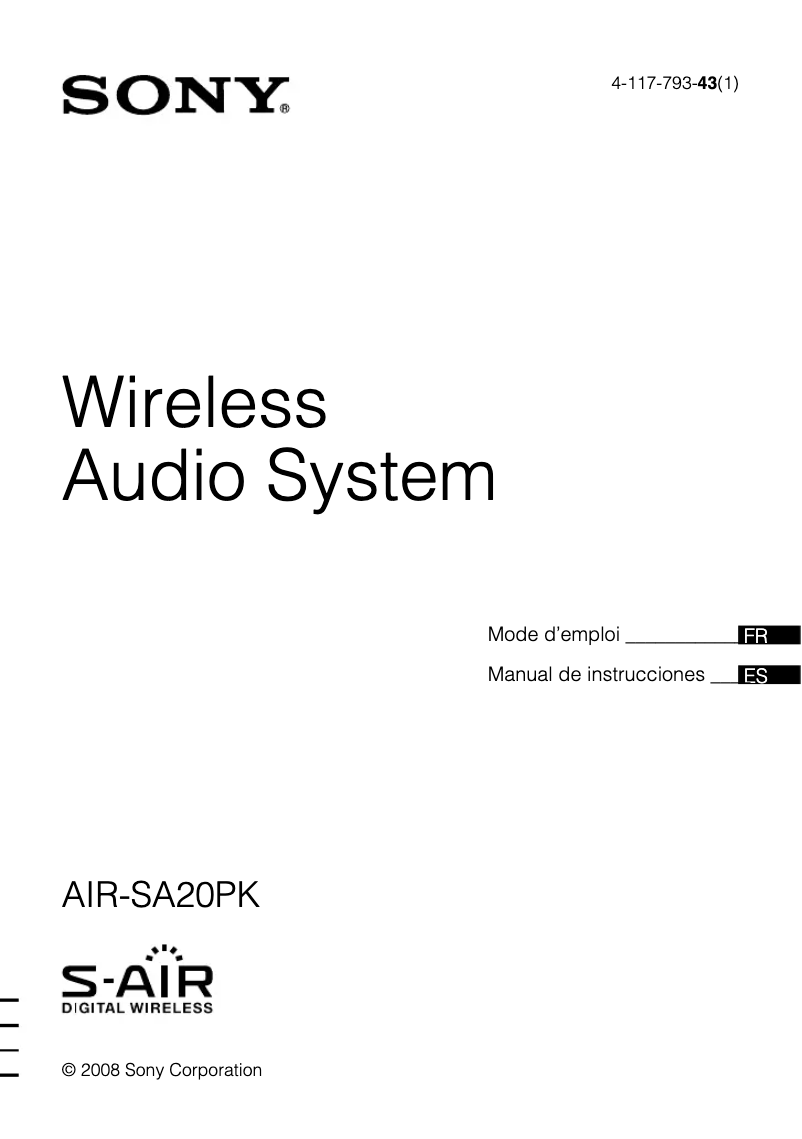 Image de la première page du manuel de l'appareil AIR-SA20PK