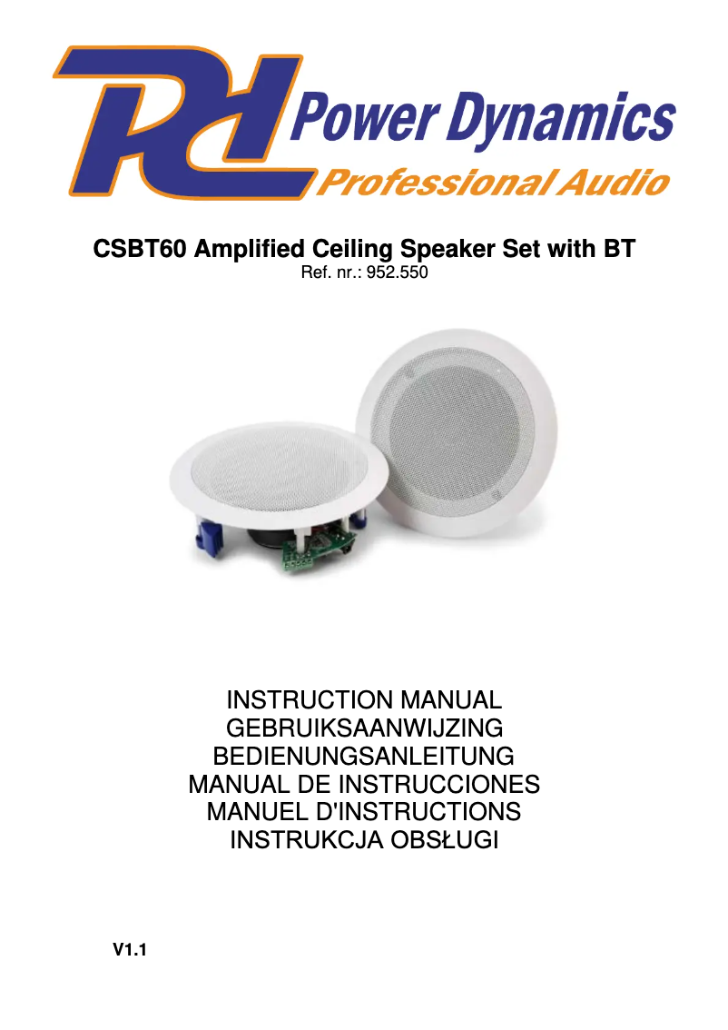 Page 1 de la notice Manuel utilisateur Power Dynamics CSBT60