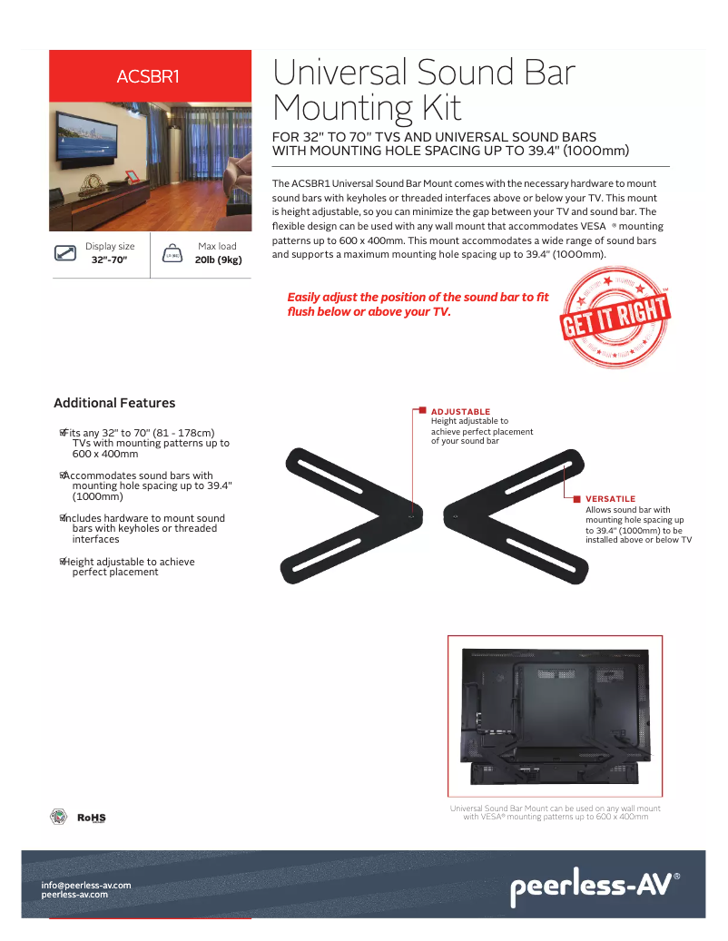 Page n°1 - Manuel utilisateur Peerless-AV ACSBR1