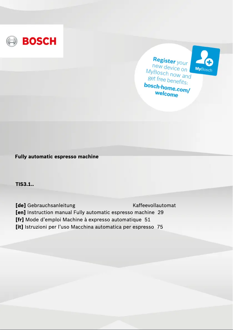 Page n°1 - Manuel utilisateur Bosch VeroCup 100 TIS30159DE