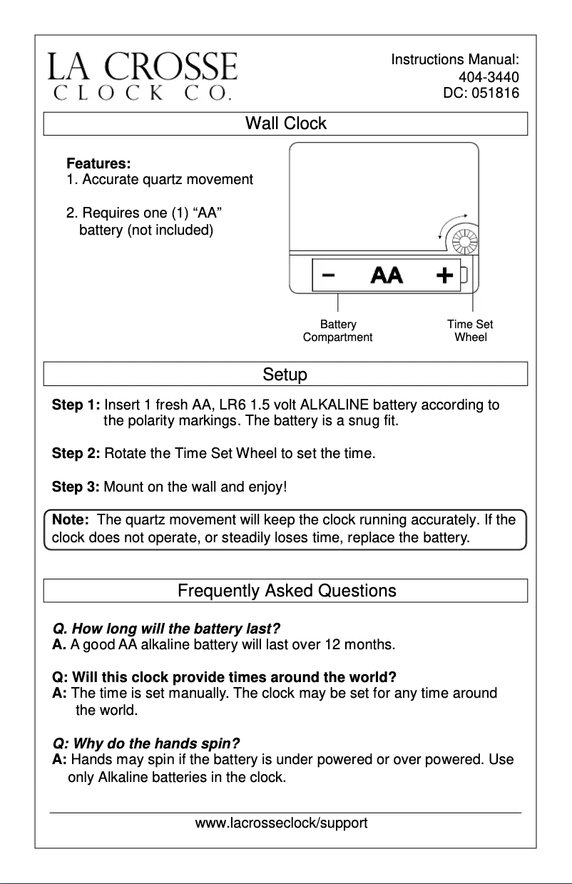 Page n°1 - Manuel utilisateur La Crosse Technology 404-3440