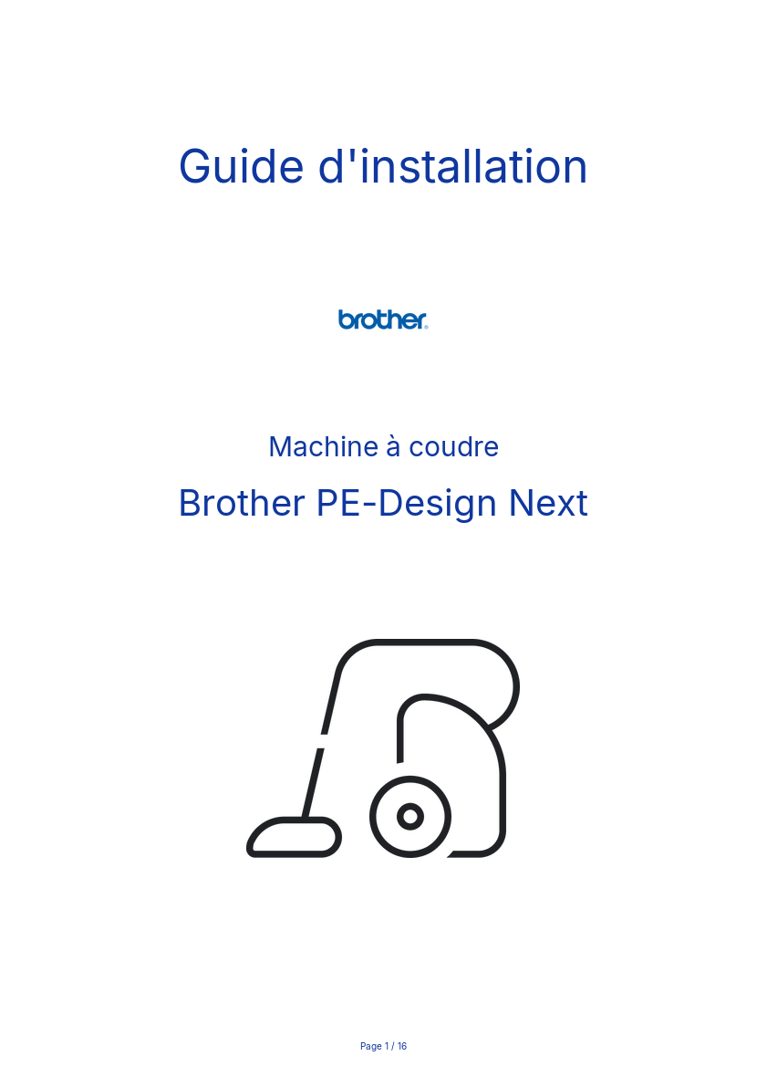 Page n°1 - Guide d'installation Brother PE-Design Next