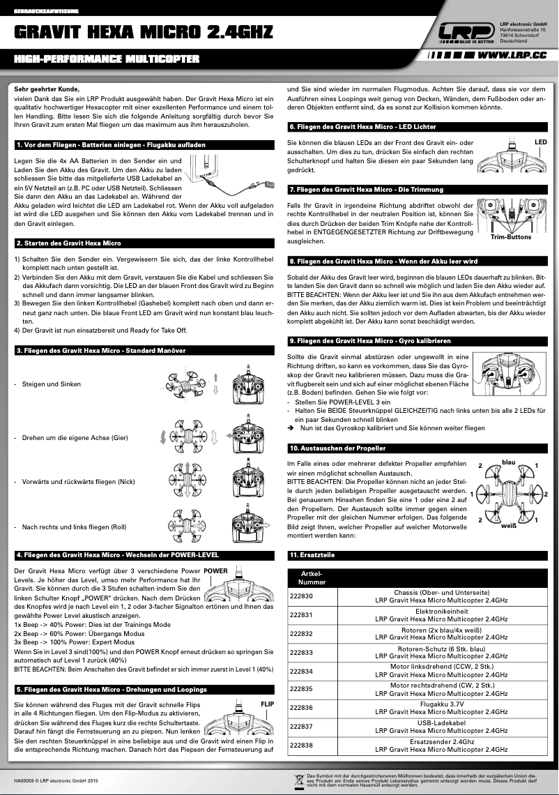 Page 1 de la notice Manuel utilisateur LRP 220711