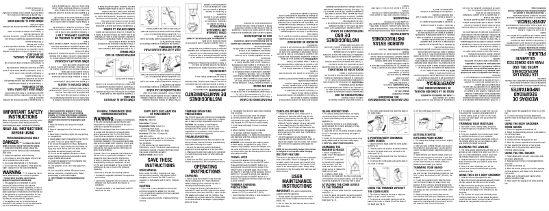 Page 1 de la notice Manuel utilisateur Conair Men GMTL60