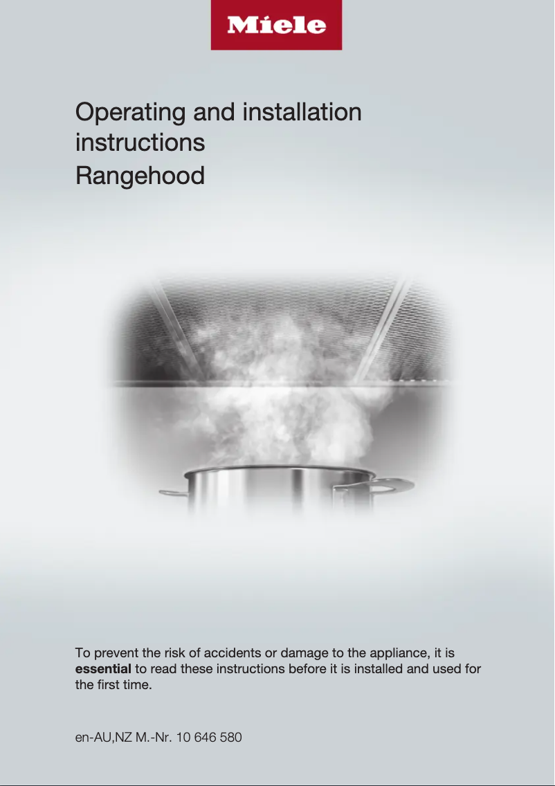 Page n°1 - Manuel utilisateur Miele DA 3490