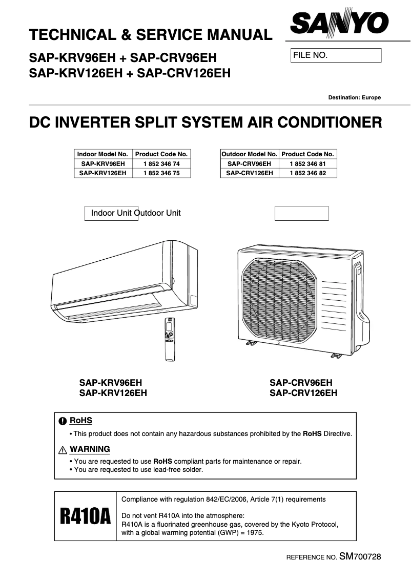 Image de la première page du manuel de l'appareil SAP-KRV96EH