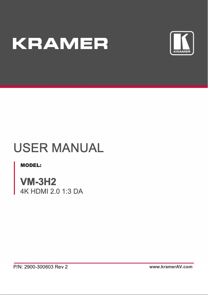 Page 1 de la notice Manuel utilisateur Kramer VM-3H2