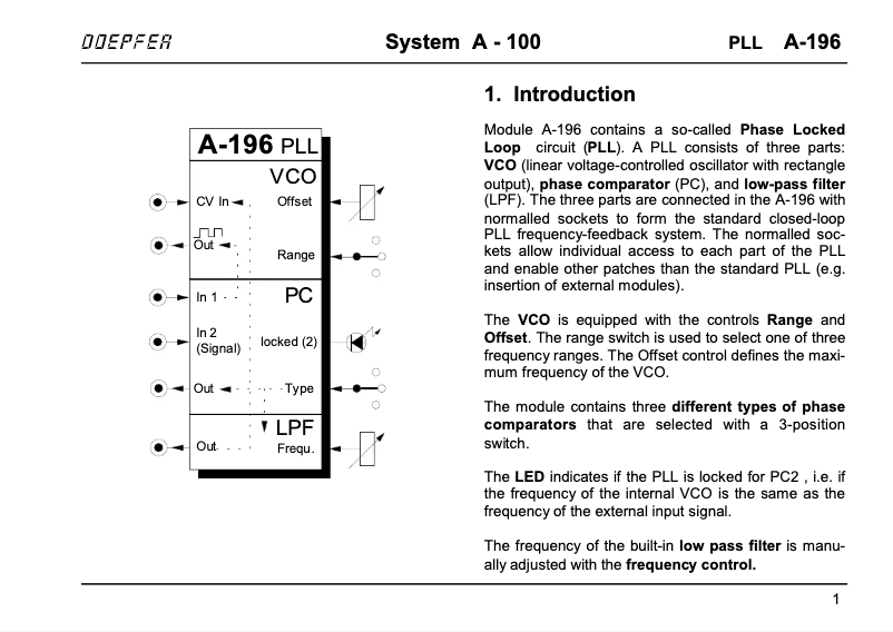 Page 1 de la notice Manuel utilisateur Doepfer A-196