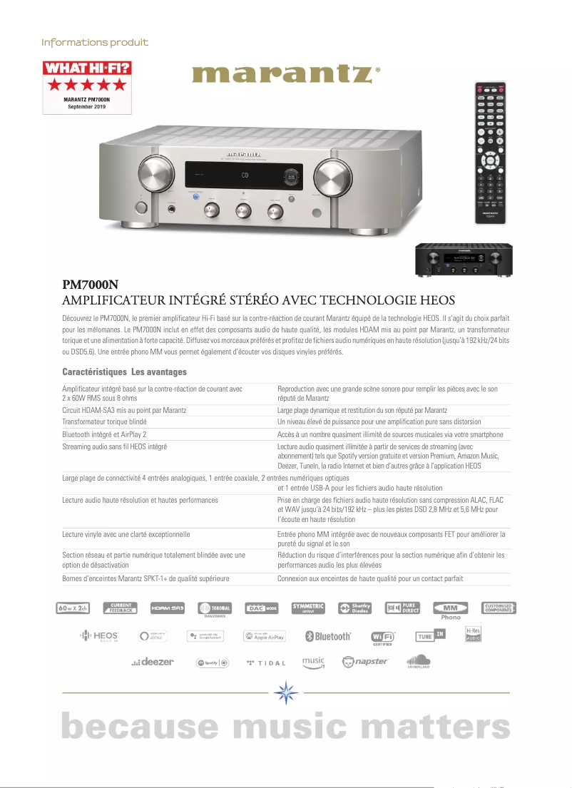 Página 1 del manual Ficha técnica Marantz PM7000N