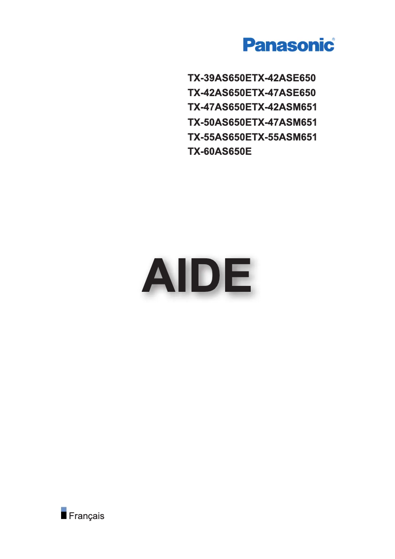 Page 1 de la notice Manuel utilisateur Panasonic Viera TX-47AS650E