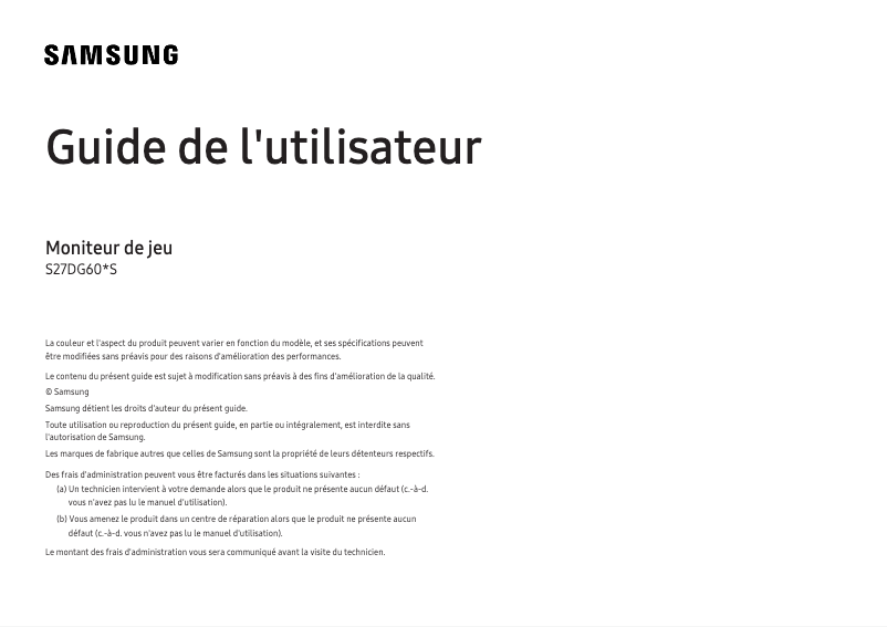 Image de la première page du manuel de l'appareil S27DG602