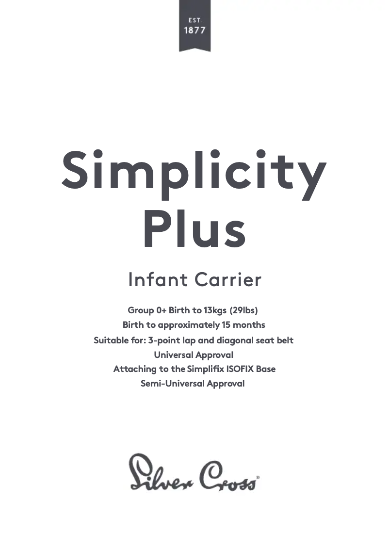 Page n°1 - Manuel utilisateur Silver Cross Simplicity Plus