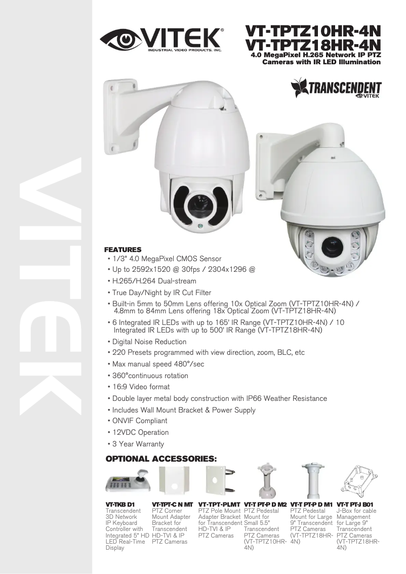 Page n°1 - Manuel utilisateur Vitek VT-TPTZ18HR-4N