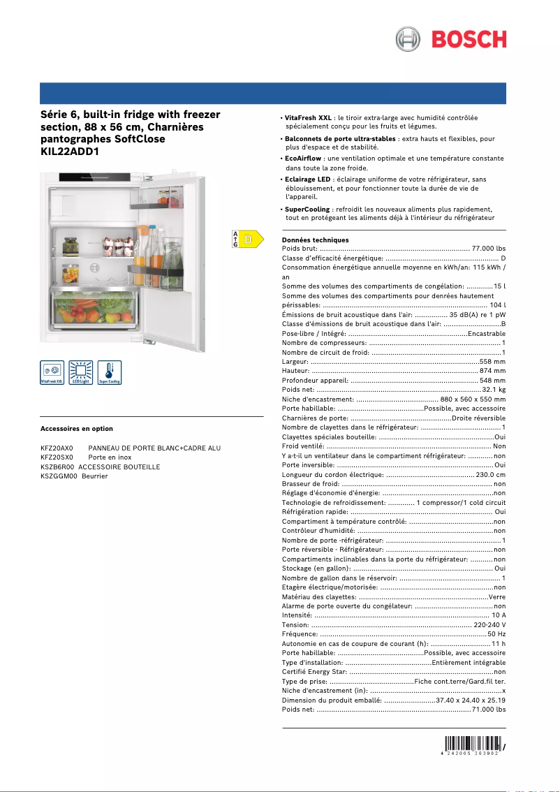 Image de la première page du manuel de l'appareil KIL22ADD1