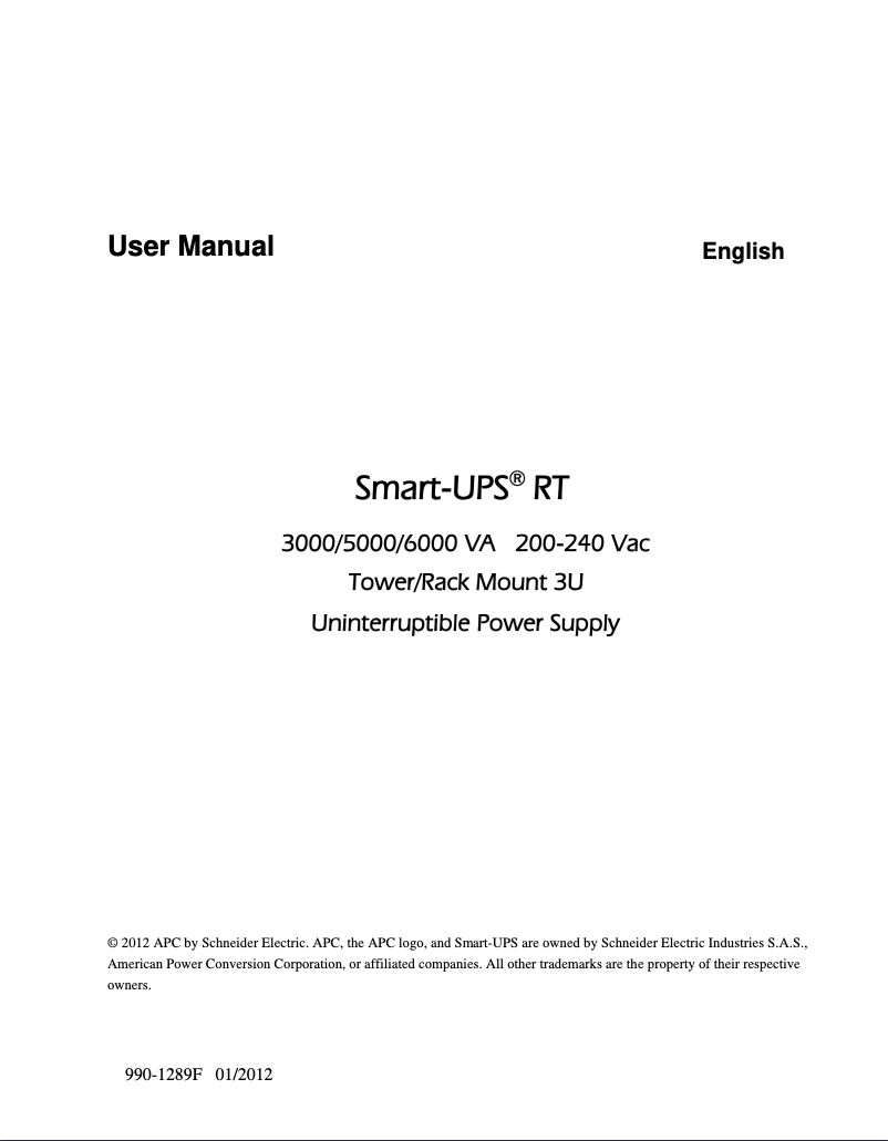 Image de la première page du manuel de l'appareil SURT6000RMXLI-BNDL