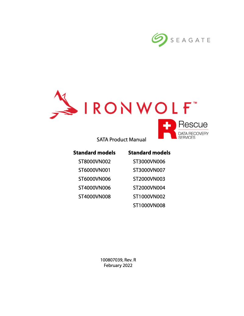 Page n°1 - Manuel utilisateur Seagate IronWolf ST6000VN001
