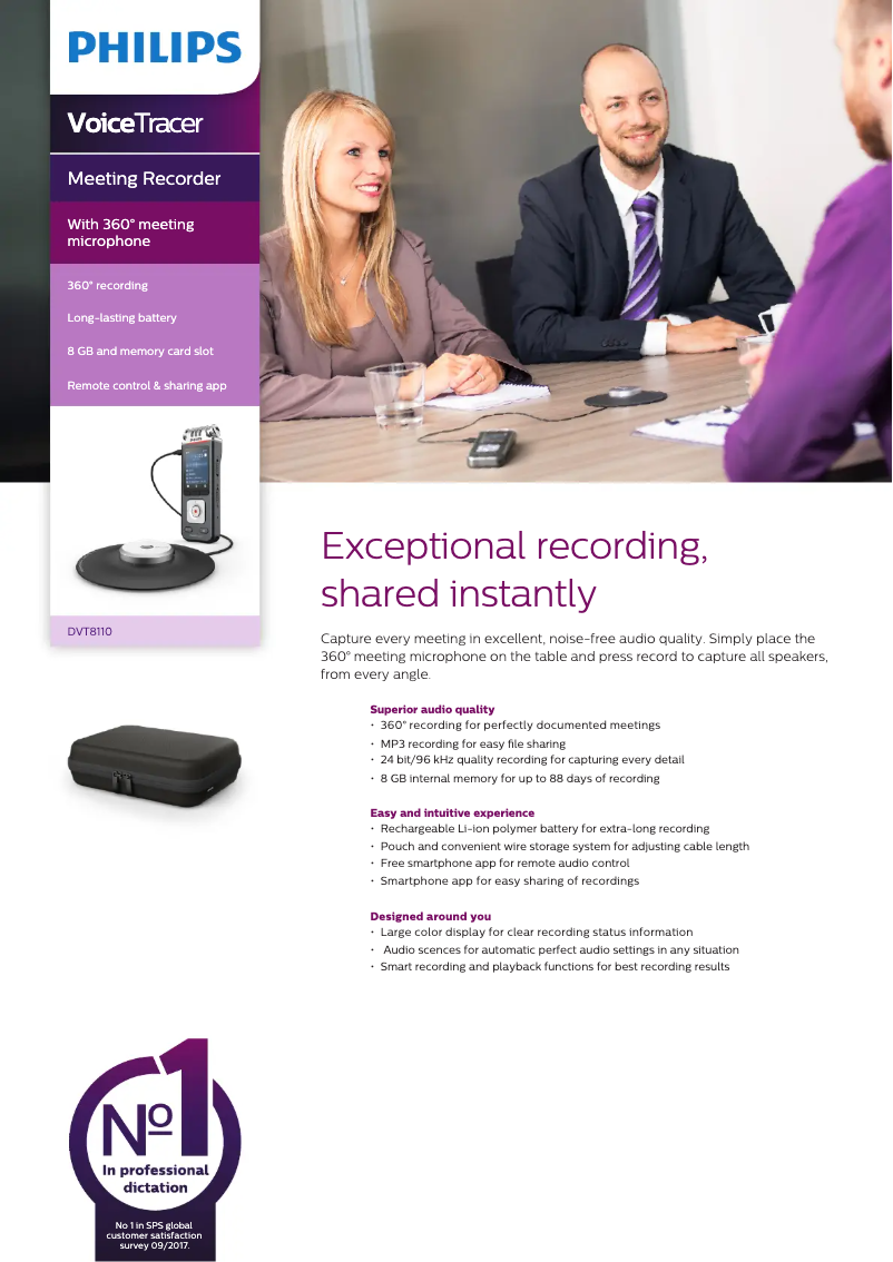 Image de la première page du manuel de l'appareil Voice Tracer DVT8110